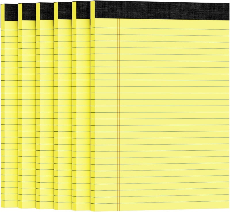 Ciphyfee 6pcs Legal Pads 8.5 x 11, Notepads 8.5 x 11.75 College Ruled Notebook, Writing Pads of Paper, Yellow Note Pads, Memo Pad Papers Perforate Legal Notepads Narrow Ruled Line,30 Sheets/Pack - Image 1